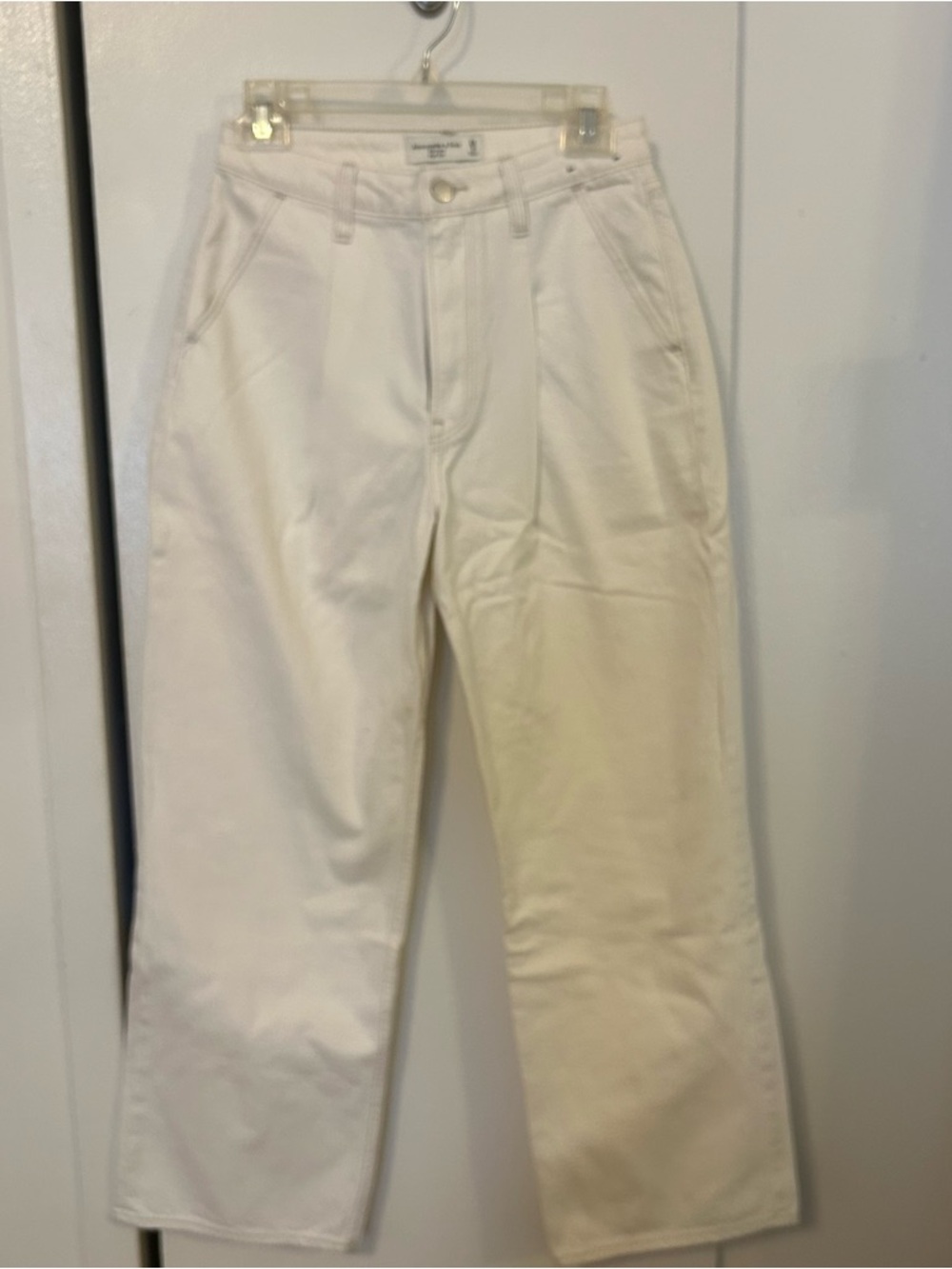 Abercrombie & Fitch White Straight-Leg Pants